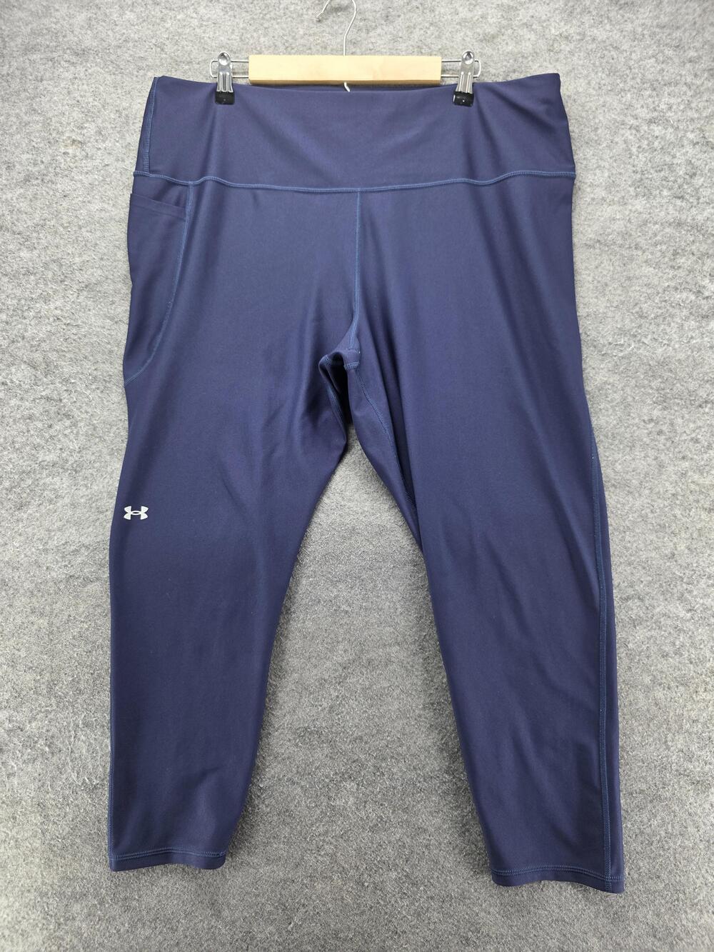 Under Armour Leggings Womens 3X Blue Compression HeatGear Capri Elastic Waist
